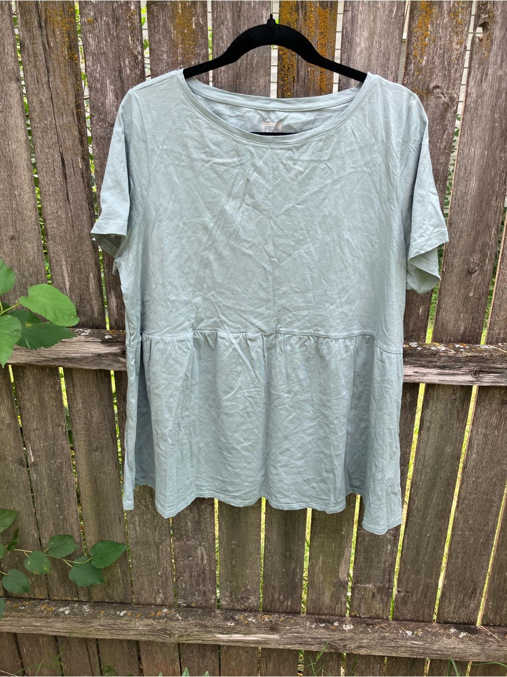 GAP Light Sage Short Sleeve Peplum Tunic